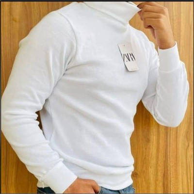 Striped Knit Full-Sleeve Polo Shirt